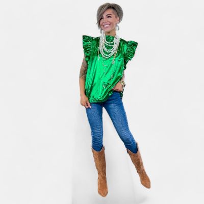 Green Layla Metallic Top [NO RETURNS] sold by ZZs