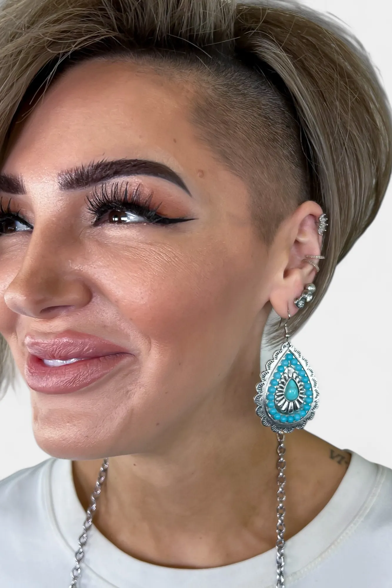 Turquoise Teardrop Western Stone Earrings sold by ZZs product image thumbnail 2