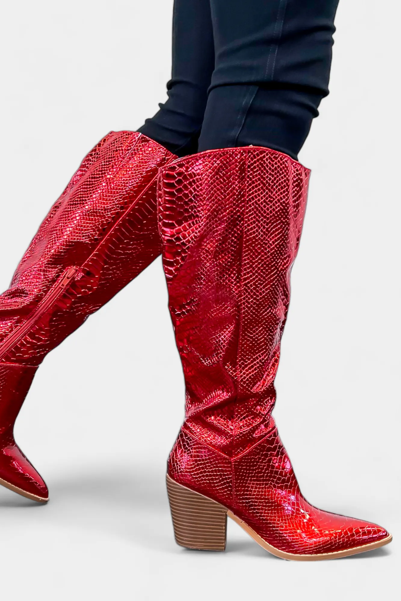 Metallic Red Snake Skin Boots sold by ZZs product image thumbnail 2