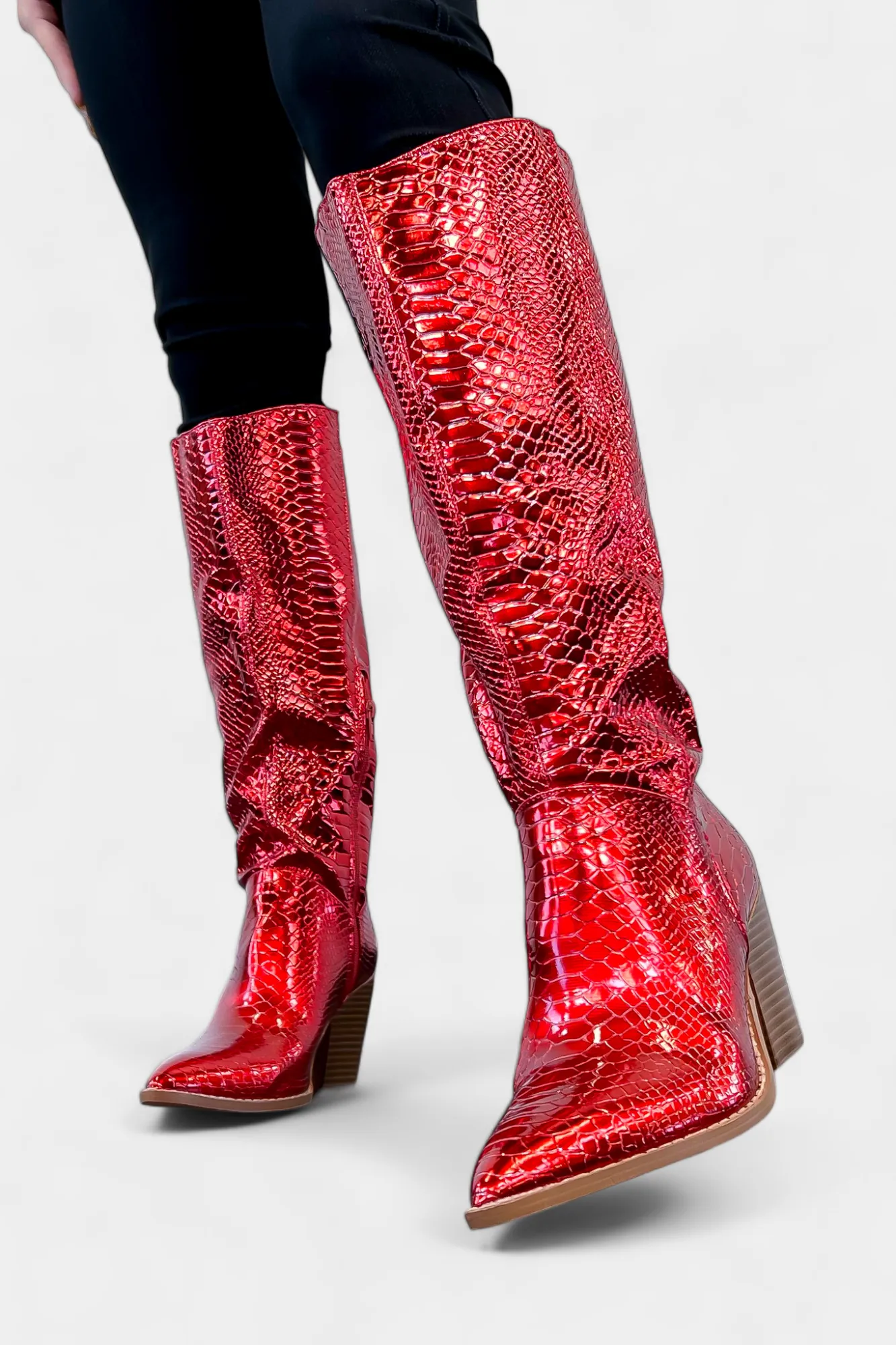 Metallic Red Snake Skin Boots sold by ZZs product image thumbnail 5