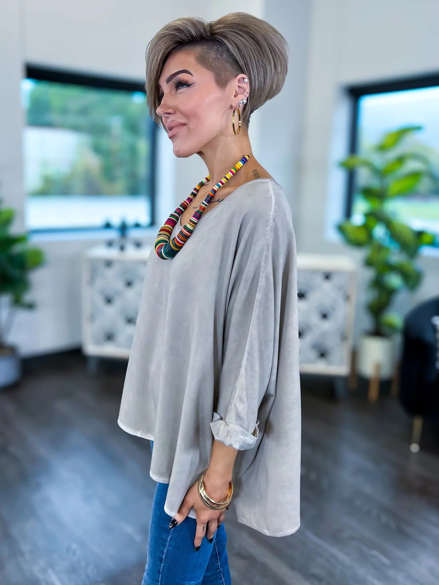 Mocha Vintage Wash V-Neck Top sold by ZZs product image thumbnail 4