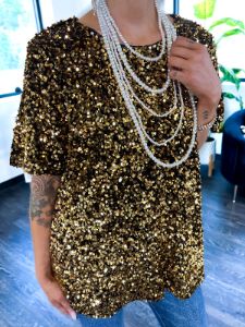 Sequin Top | Gold sold by ZZs