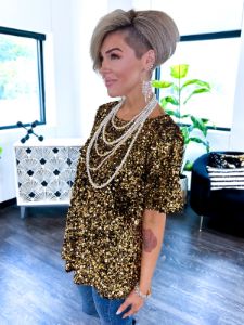 Sequin Top | Gold sold by ZZs