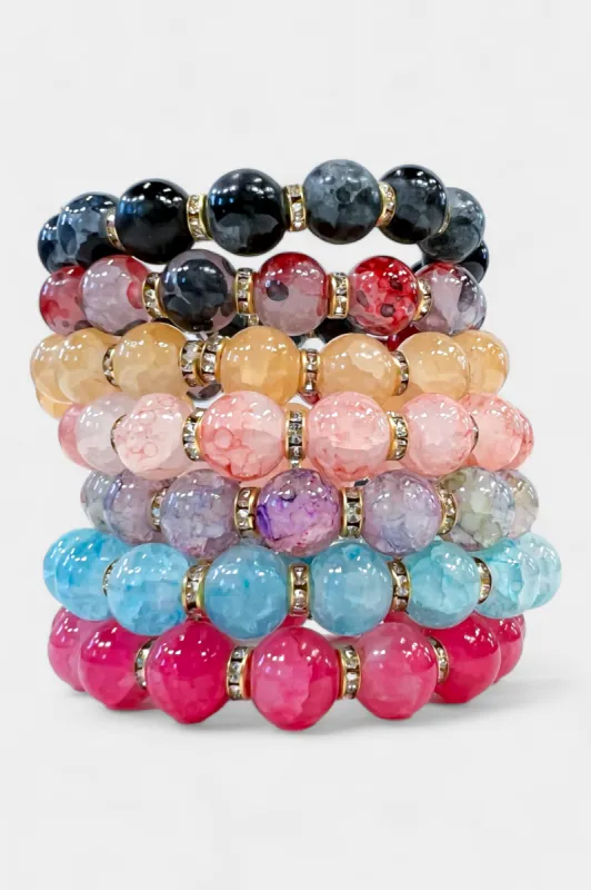 Beaded Glass Stretch Bracelet sold by ZZs