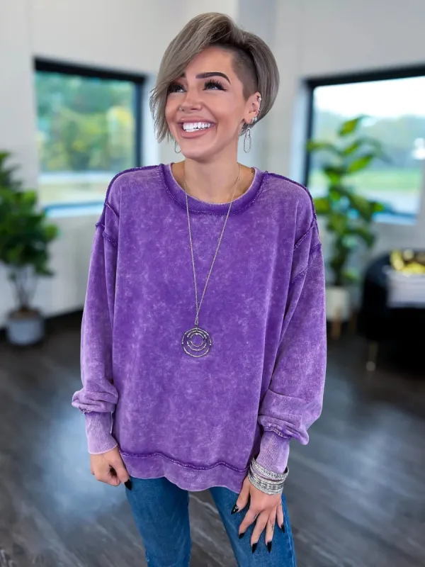 Acid Wash Sweatshirt | Violet sold by ZZs