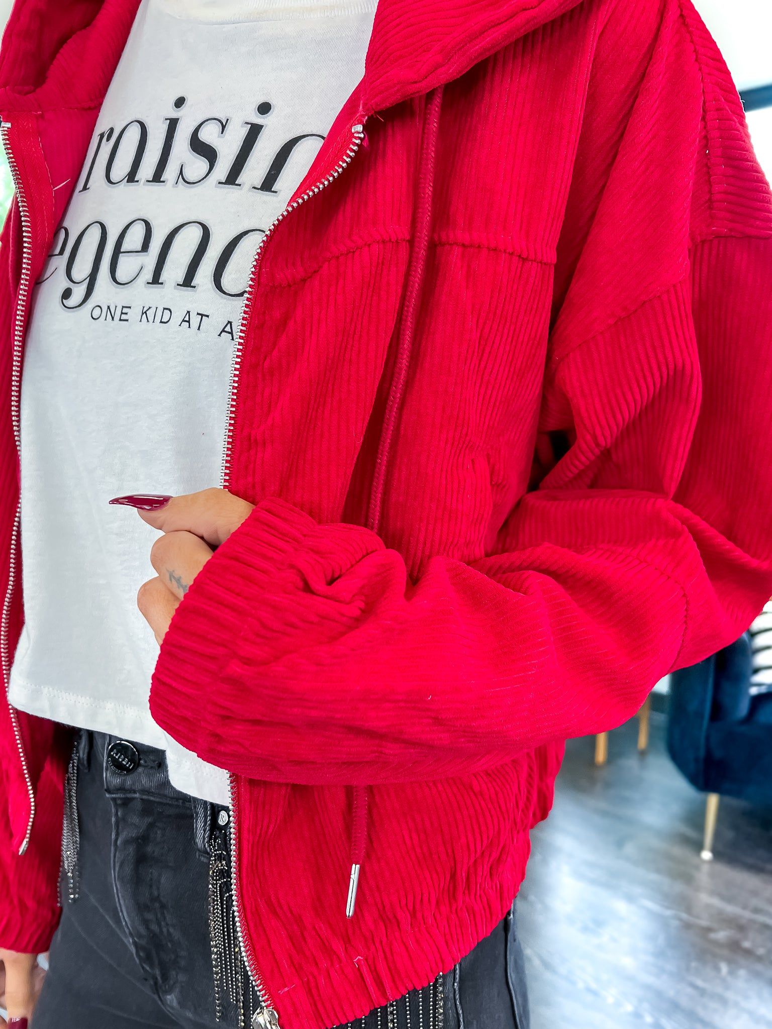 Corduroy Crop Jacket | Red sold by ZZs product image thumbnail 6