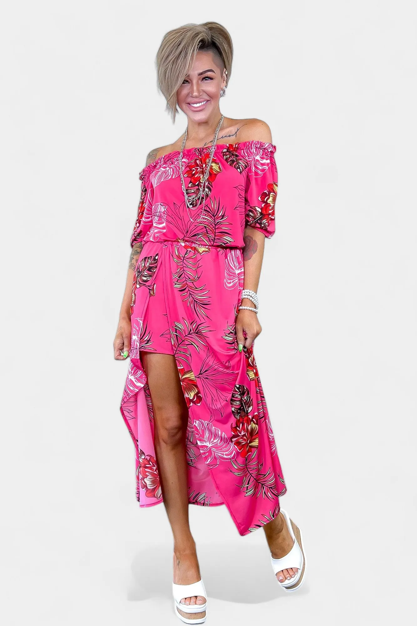 Pink Tropical Maxi Skirt Set sold by ZZs