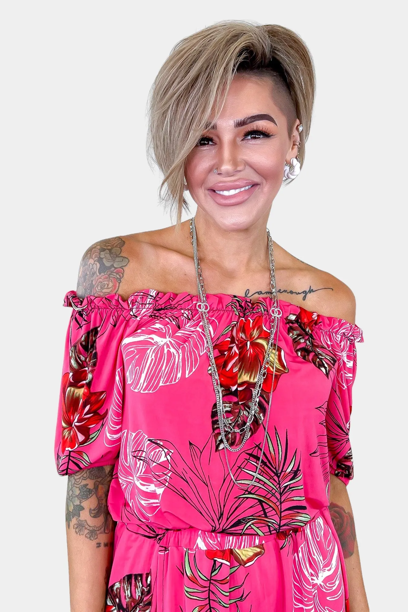 Pink Tropical Maxi Skirt Set sold by ZZs product image thumbnail 3