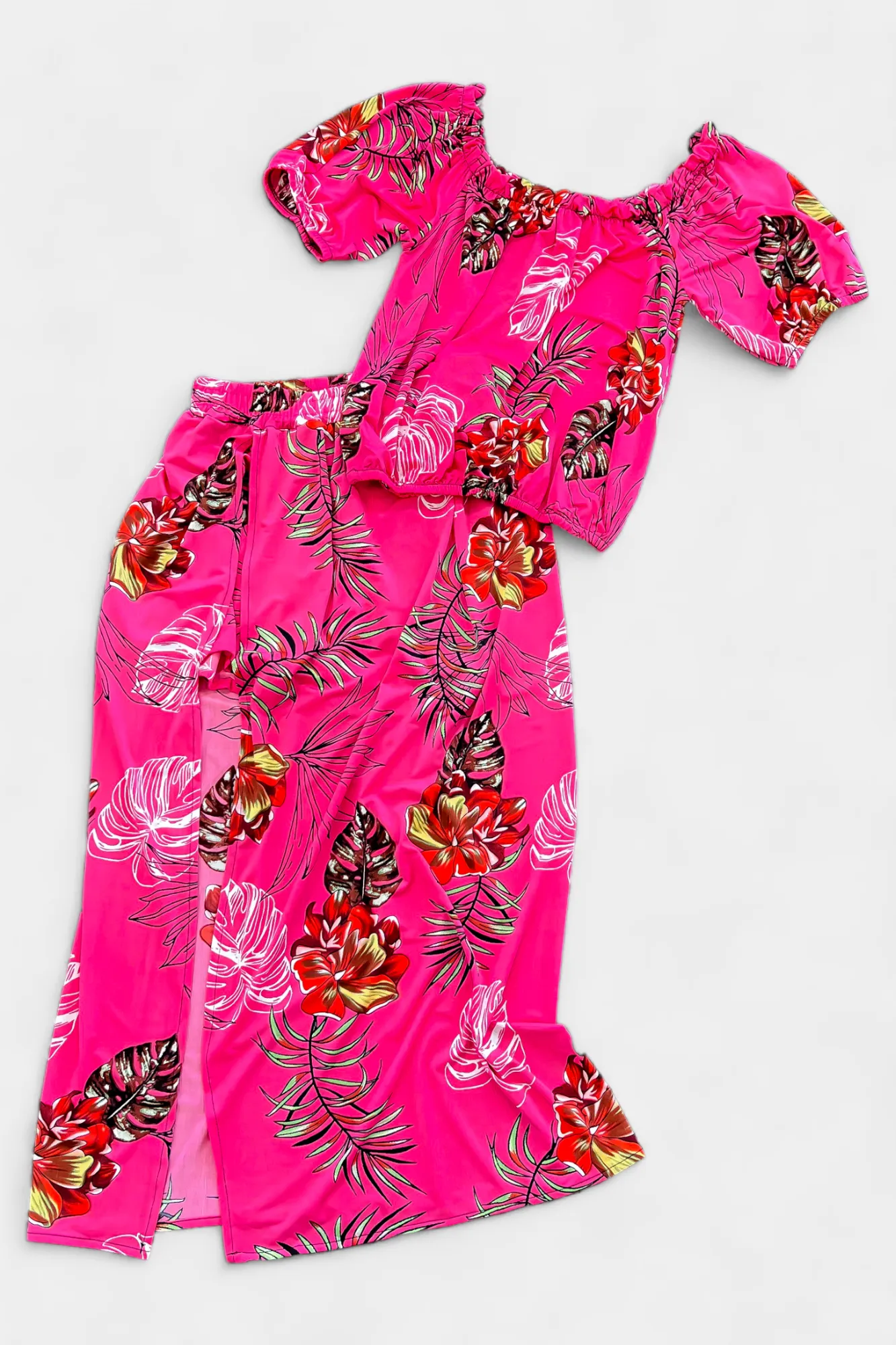 Pink Tropical Maxi Skirt Set sold by ZZs product image thumbnail 2