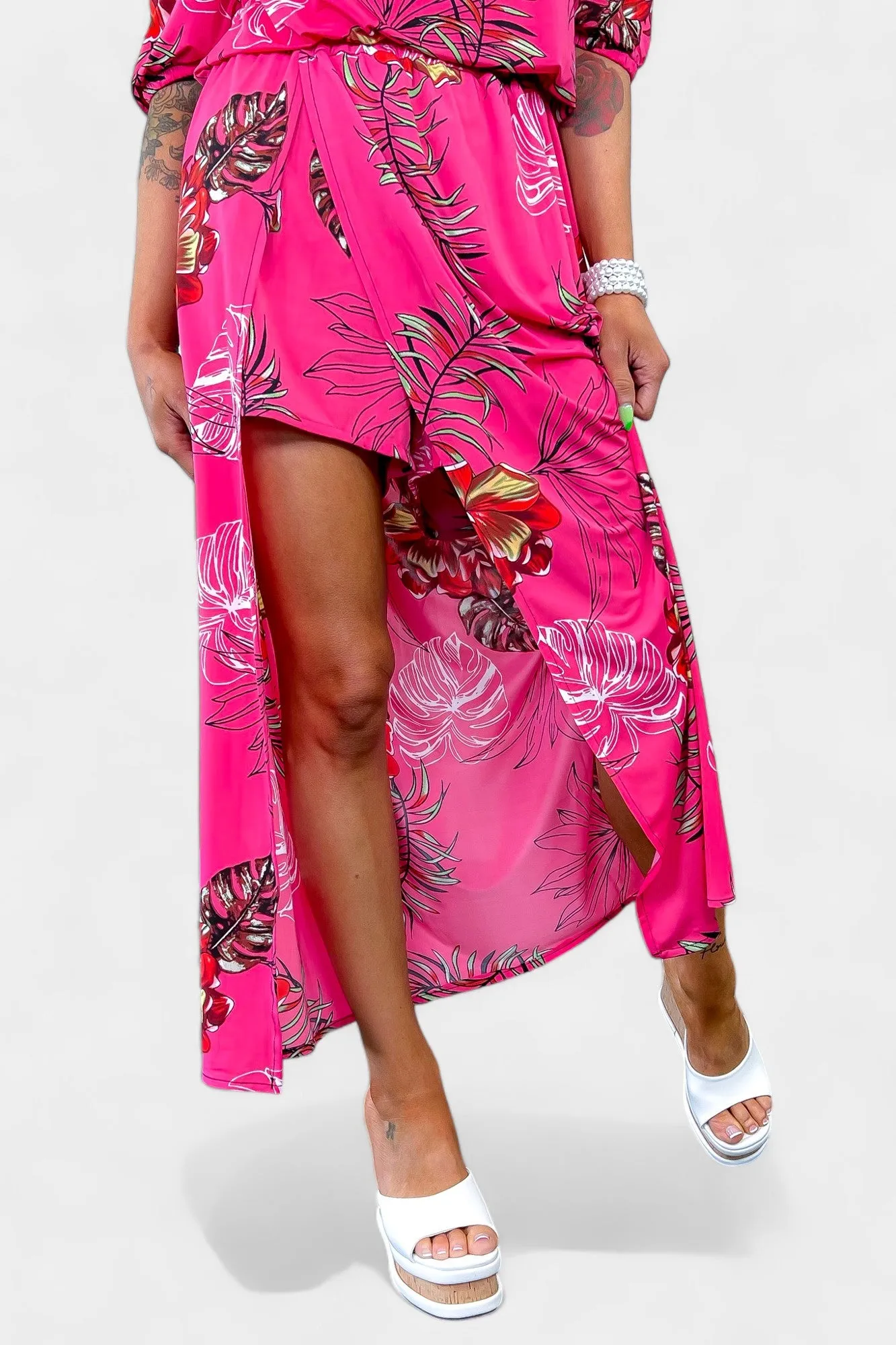 Pink Tropical Maxi Skirt Set sold by ZZs product image thumbnail 4