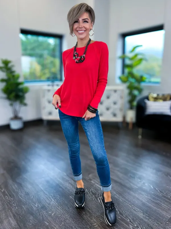 Waffle Long Sleeve Top | Ruby sold by ZZs