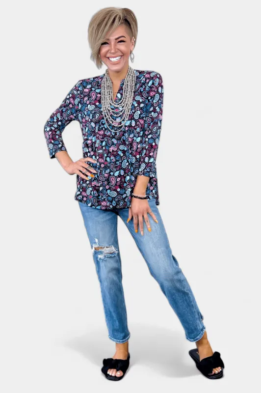 Black Paisley Lizzy Empire Top sold by ZZs