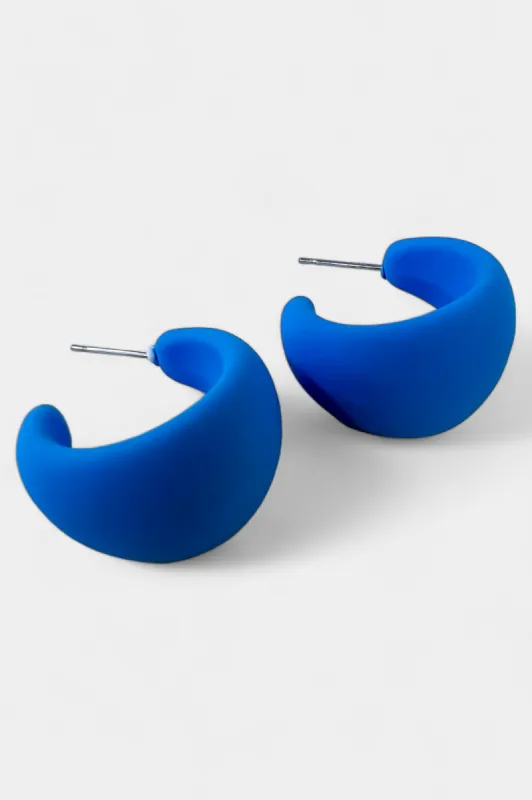 Blue Matte Hoop Earrings sold by ZZs