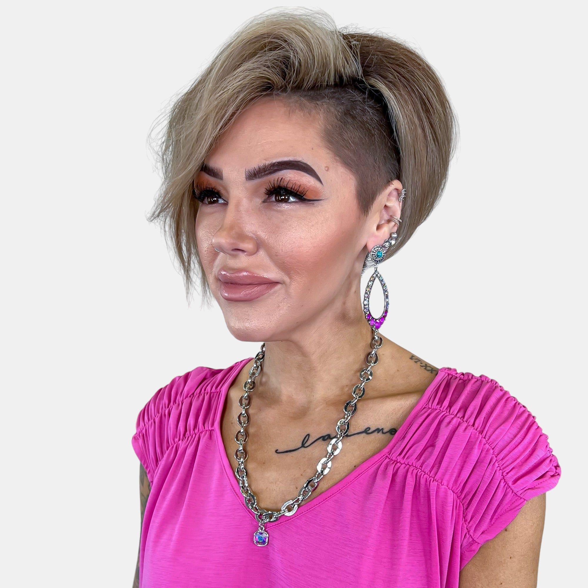 Pink Concho Flower Dangle Earrings sold by ZZs product image thumbnail 2