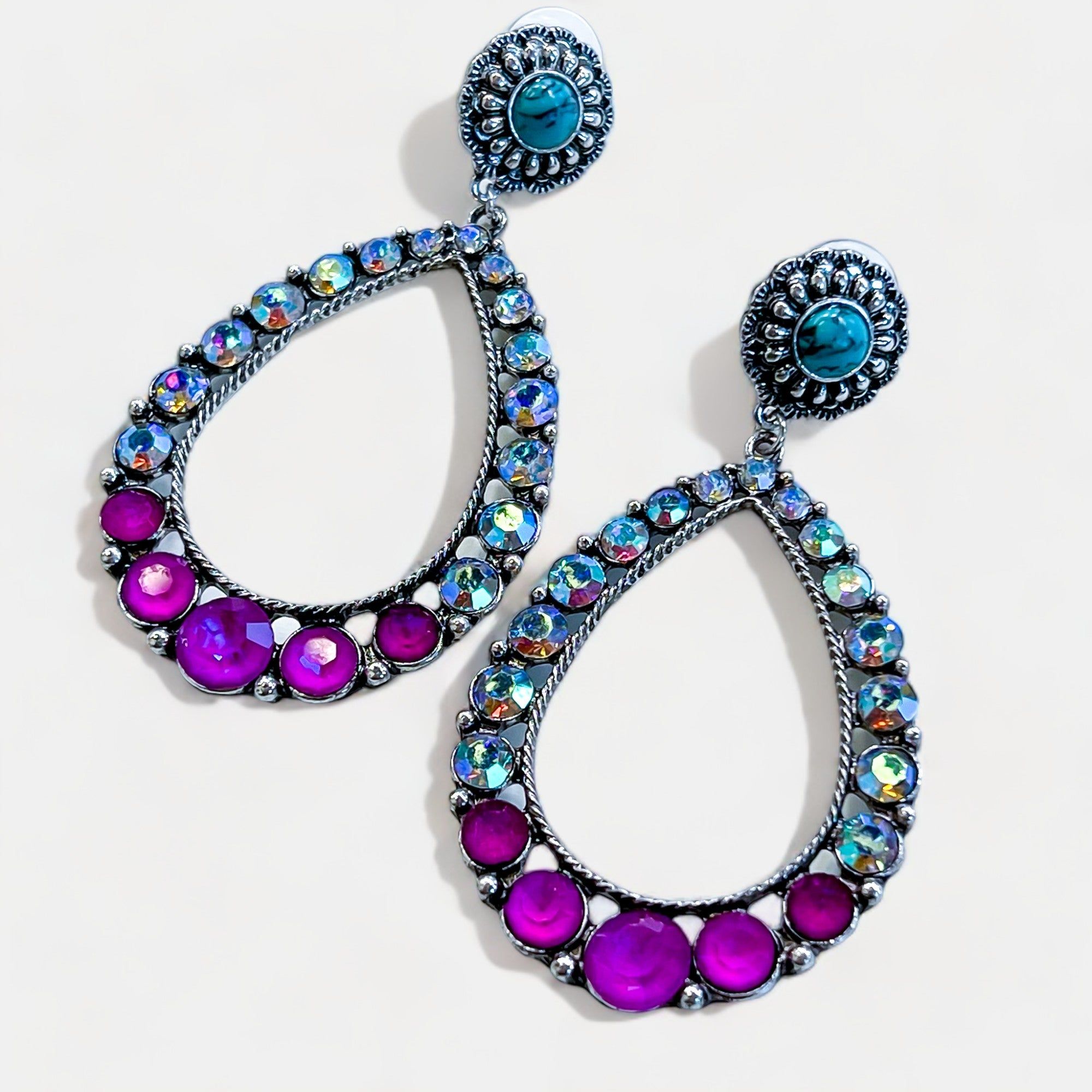 Pink Concho Flower Dangle Earrings sold by ZZs