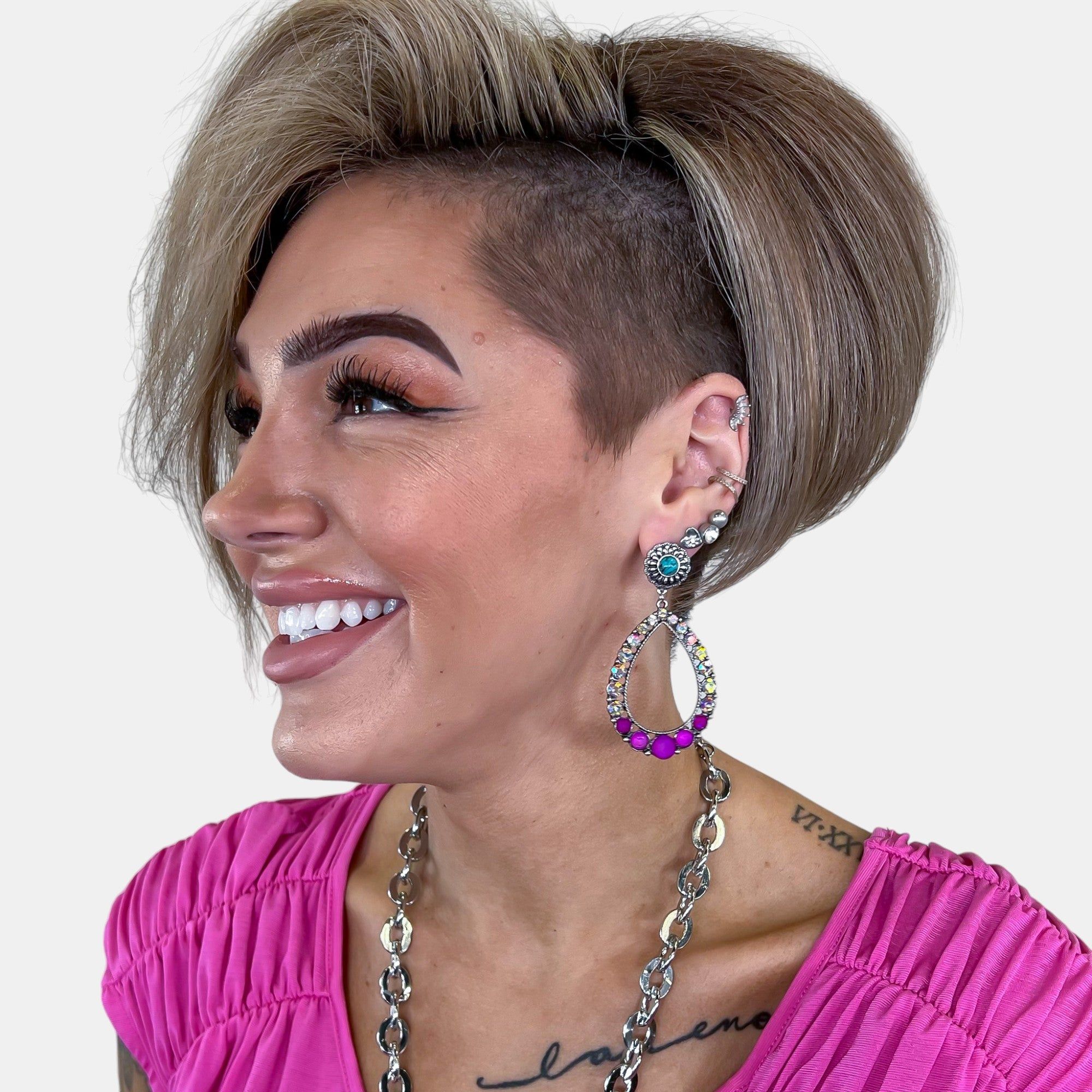 Pink Concho Flower Dangle Earrings sold by ZZs product image thumbnail 4