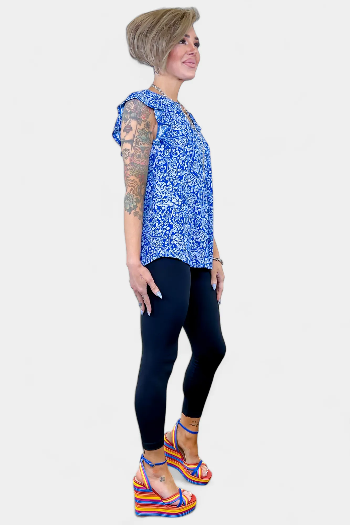 Royal Blue Paisley Lizzy Flutter Sleeve Top sold by ZZs product image thumbnail 4