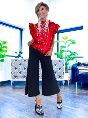Black Cora Crop Pants sold by ZZs