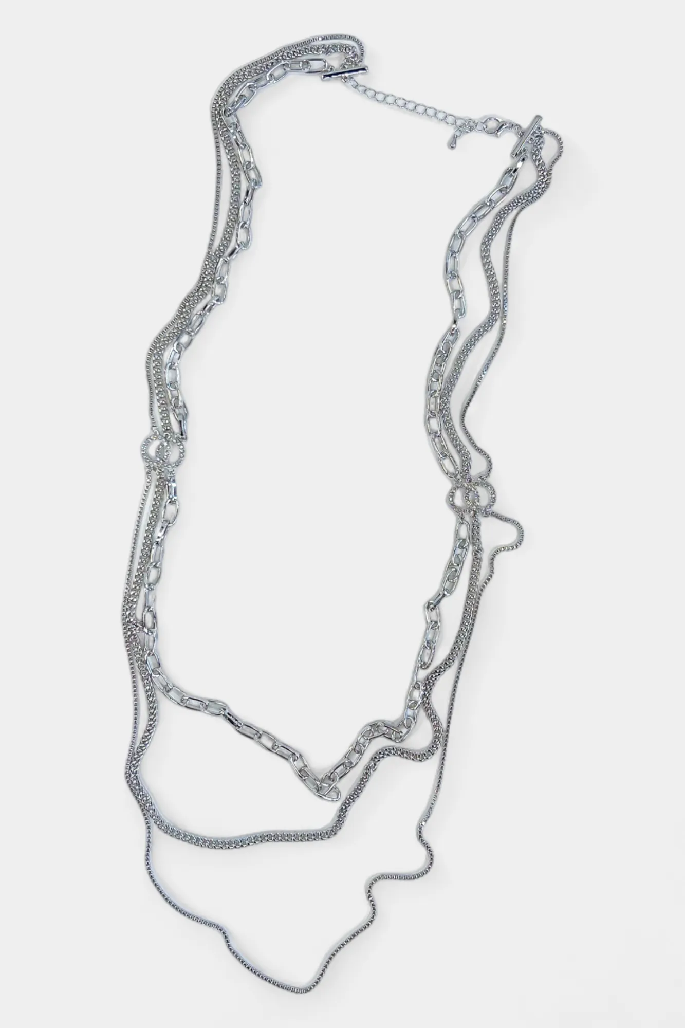Silver Multi Chain Long Necklace sold by ZZs