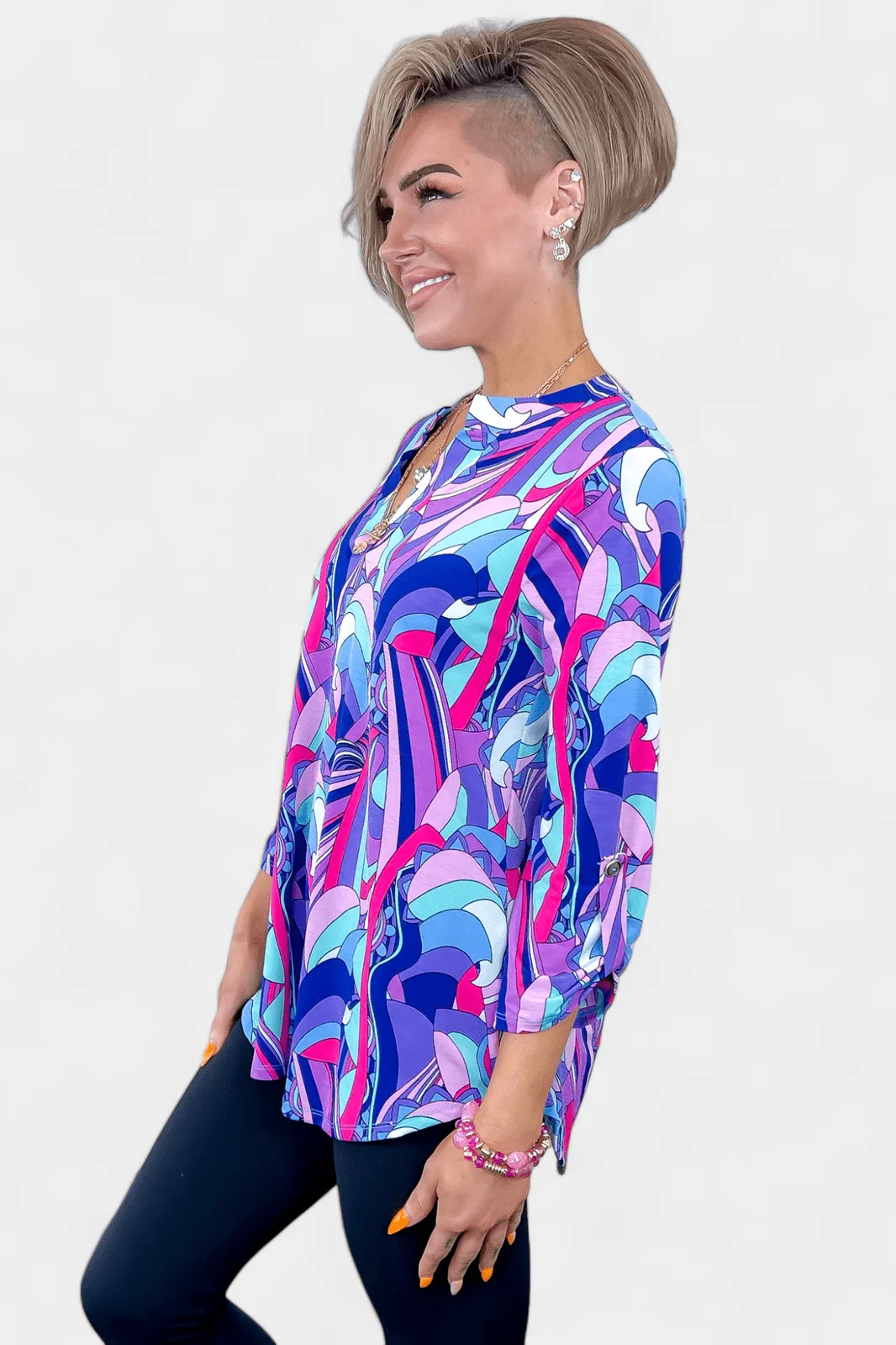 Blue Multi Abstract Lizzy Top sold by ZZs product image thumbnail 4