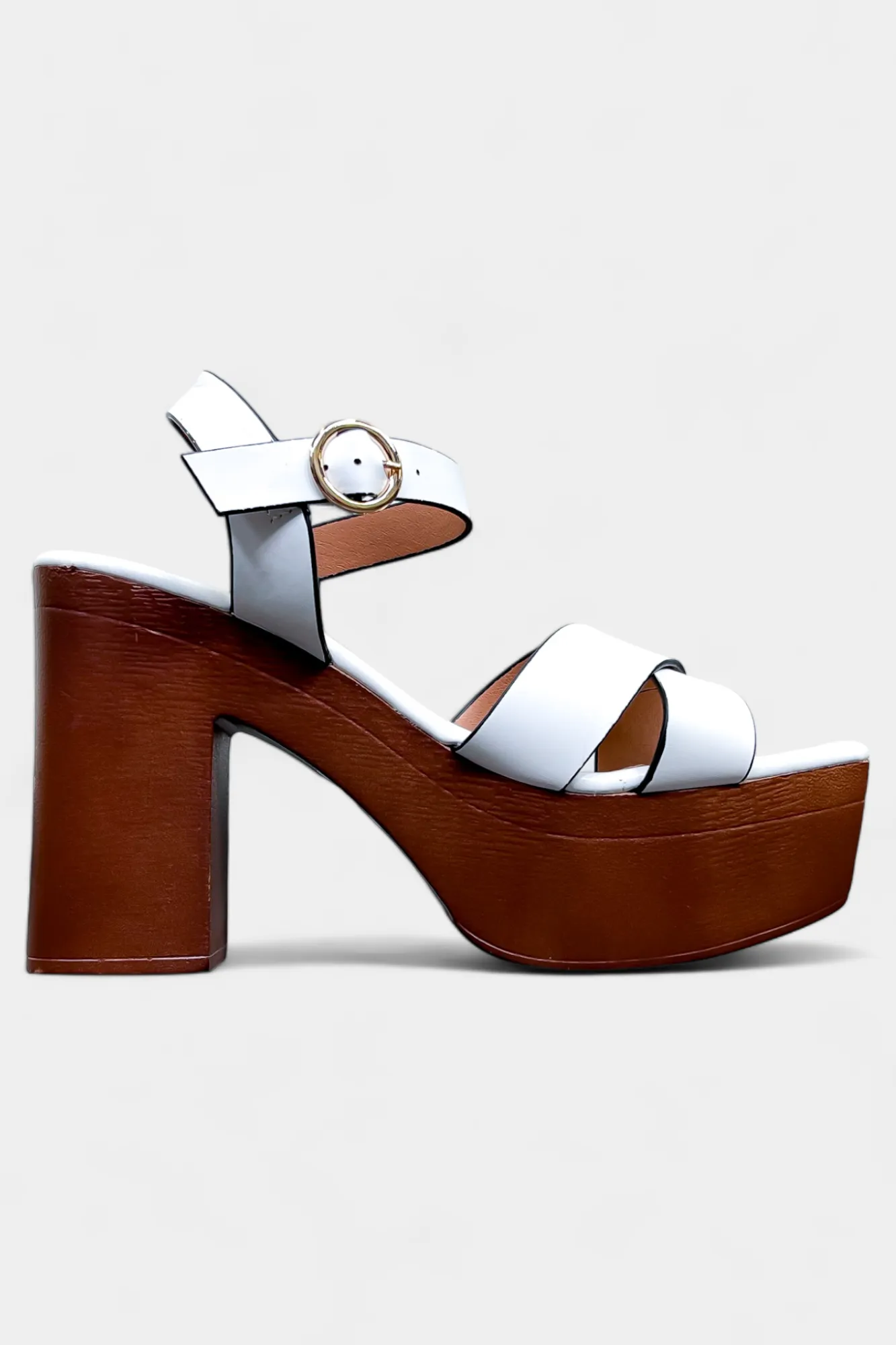 White Chunky Heel Platform Sandals sold by ZZs