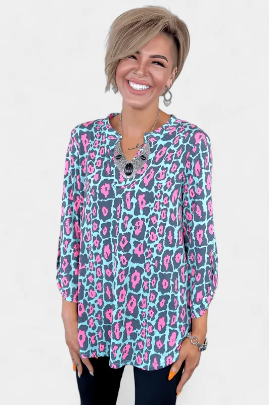 Mint Pink Animal Lizzy Top [NO RETURNS] sold by ZZs