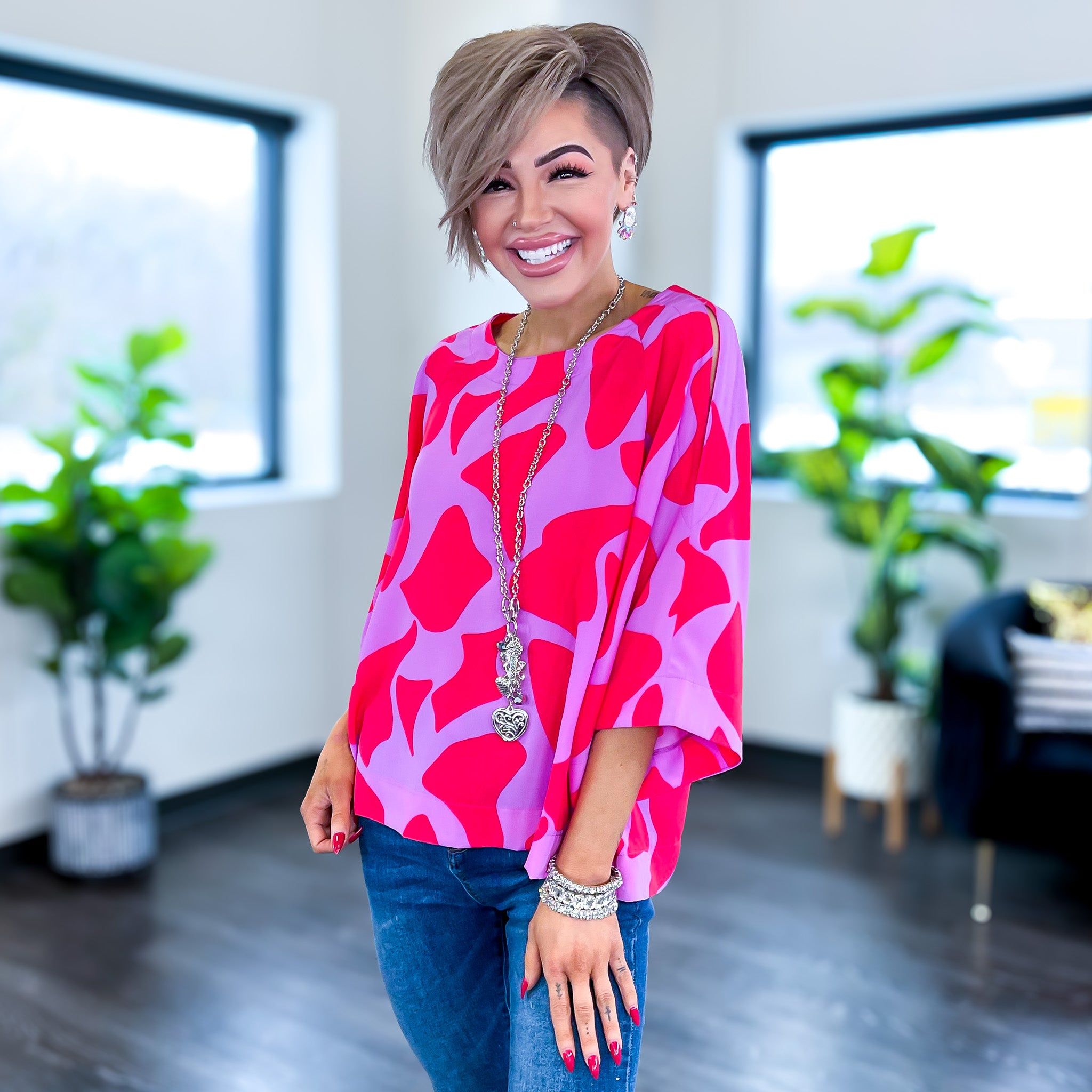 Lilac & Coral Geo Print Top sold by ZZs