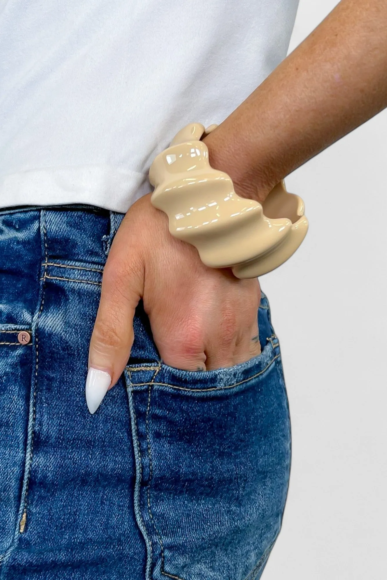 Beige Wavy Bangle Bracelet sold by ZZs product image thumbnail 2