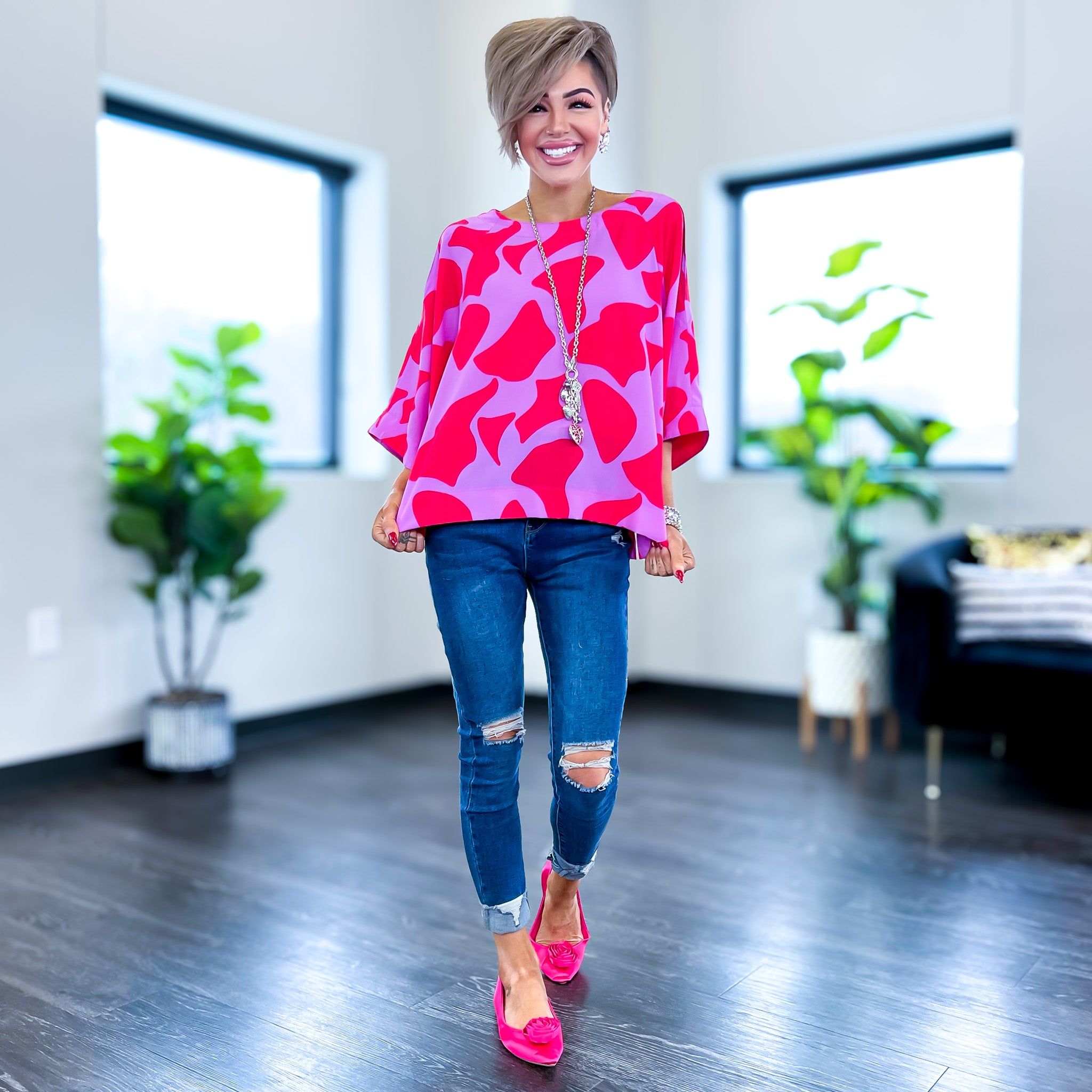 Lilac & Coral Geo Print Top sold by ZZs product image thumbnail 4