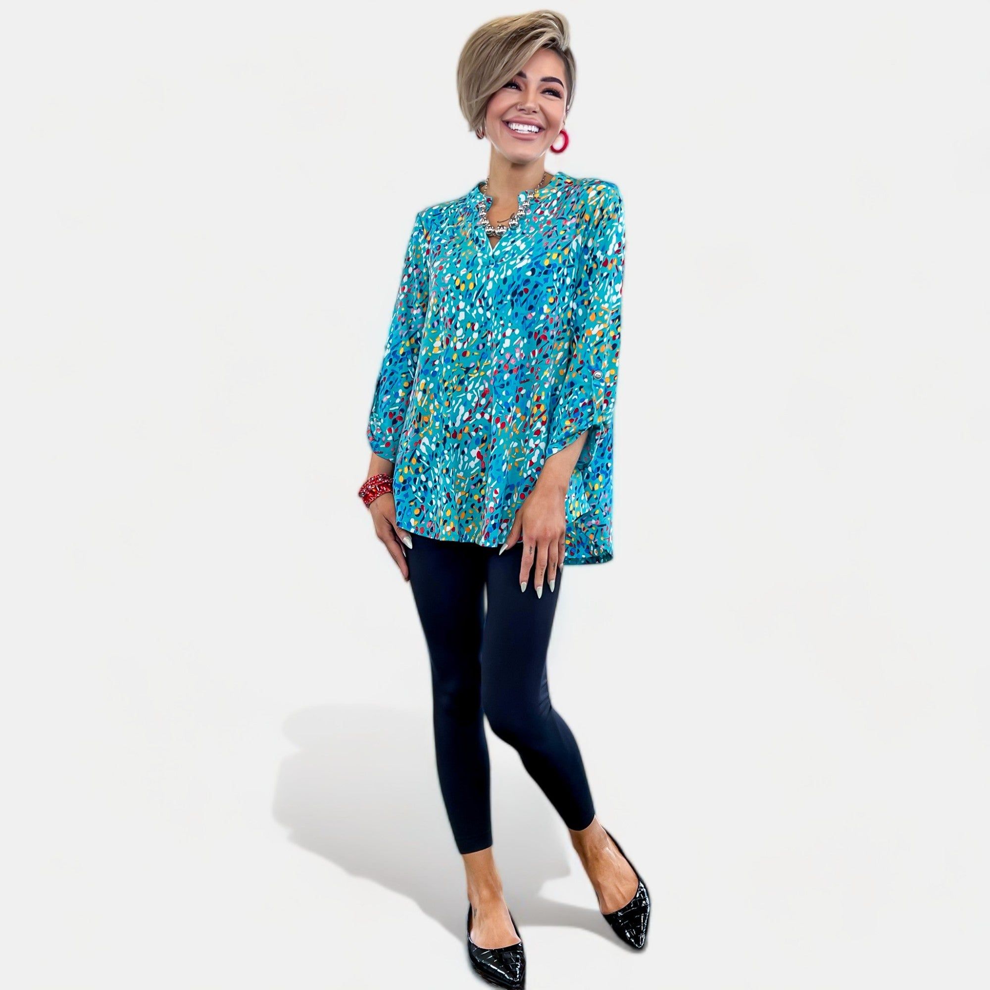 Teal Speckled Lizzy Top sold by ZZs product image thumbnail 3