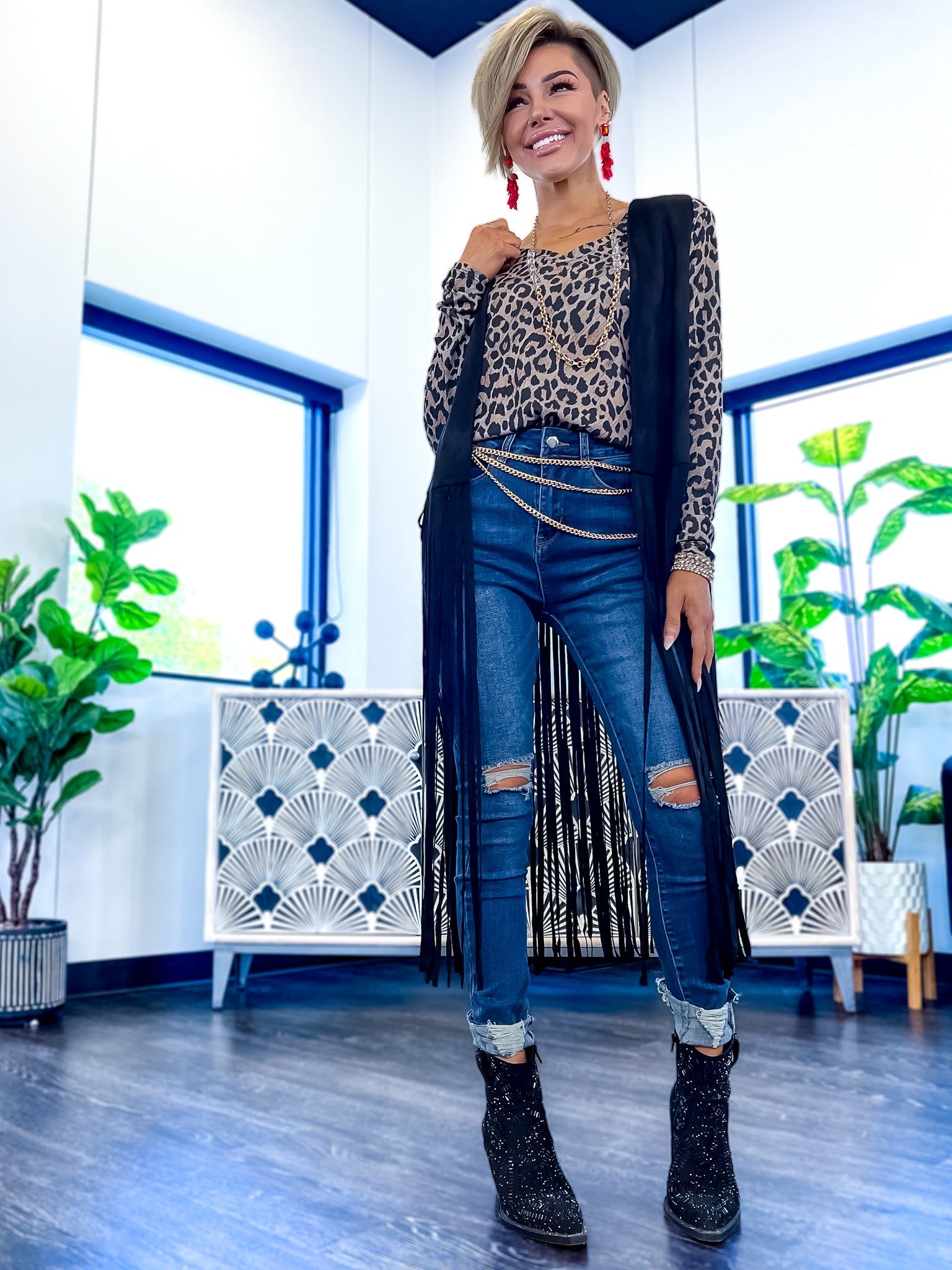 Suede Fringe Vest | Black sold by ZZs product image thumbnail 10