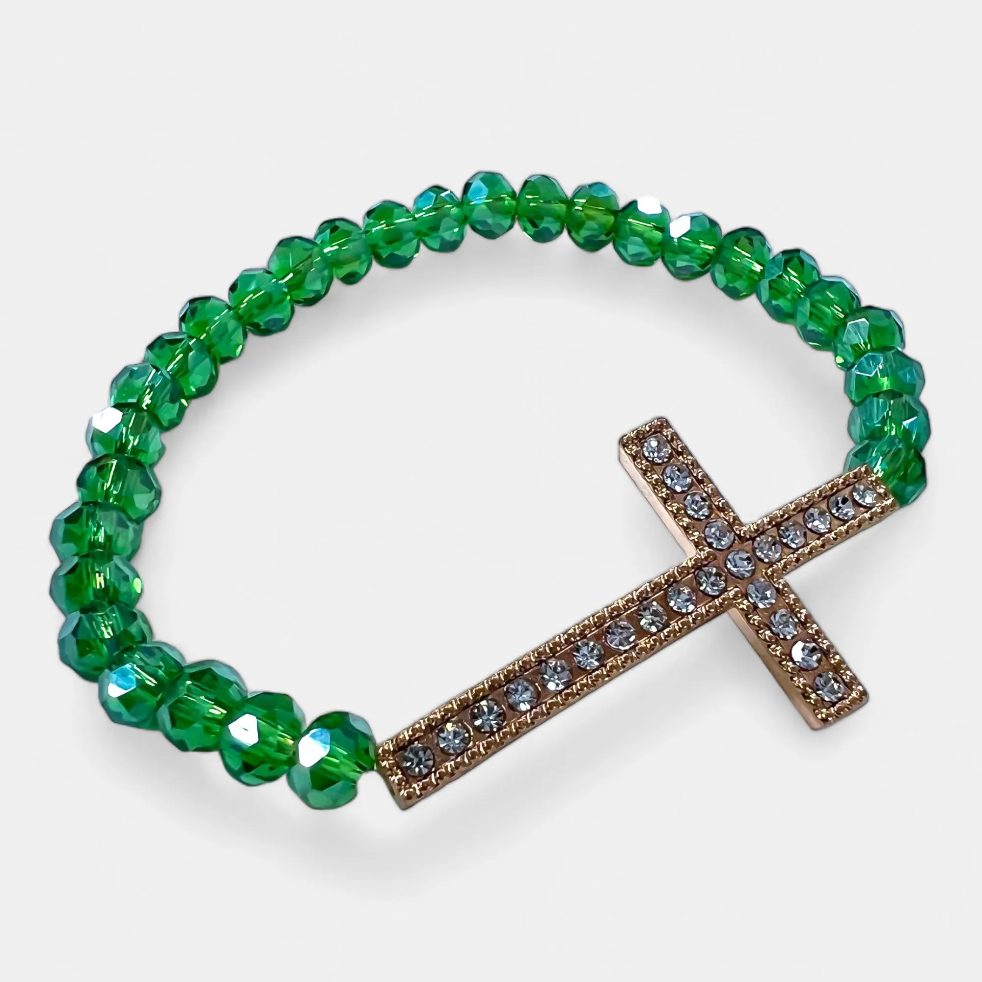 Green Simple Cross Stretch Bracelet sold by ZZs product image thumbnail 2