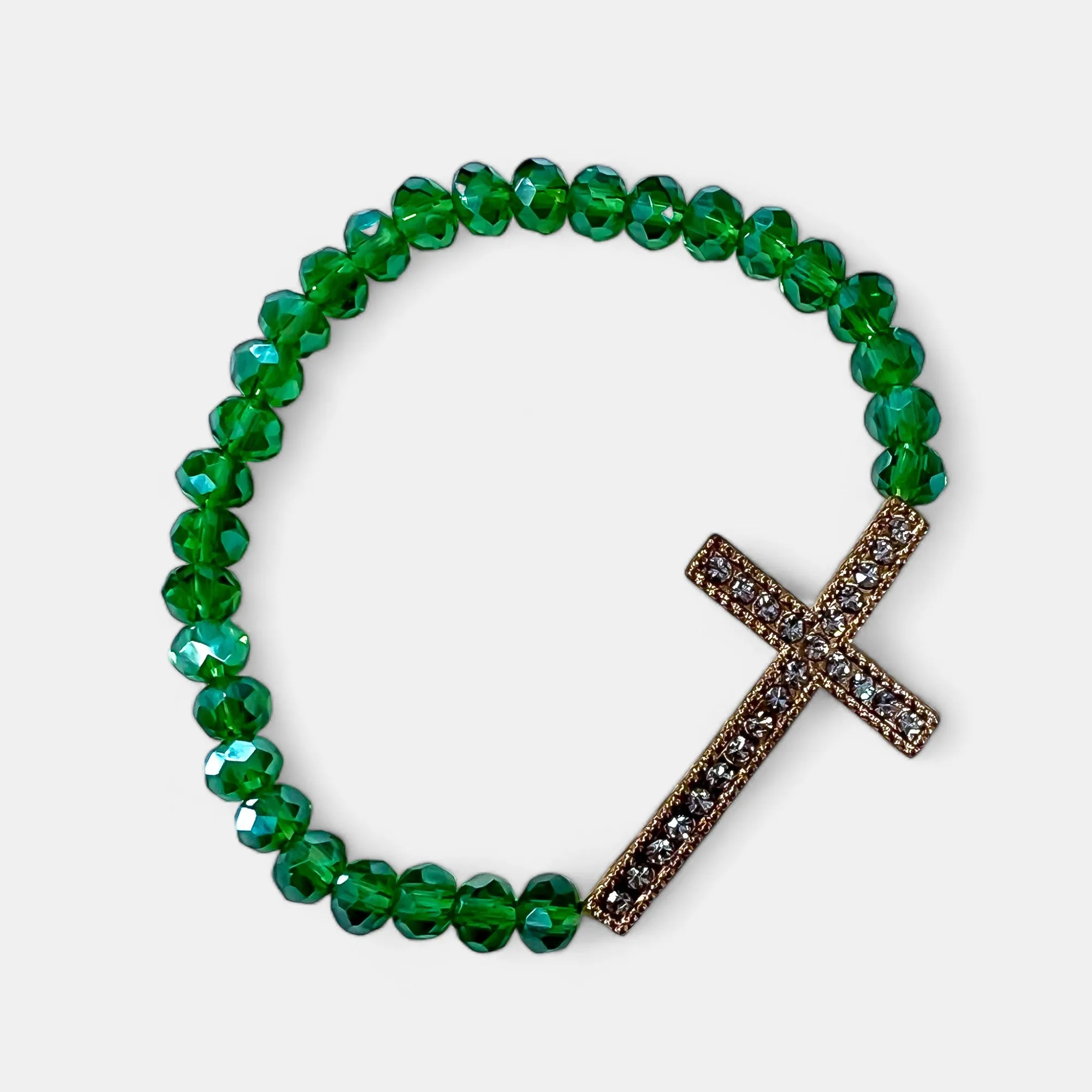 Green Simple Cross Stretch Bracelet sold by ZZs