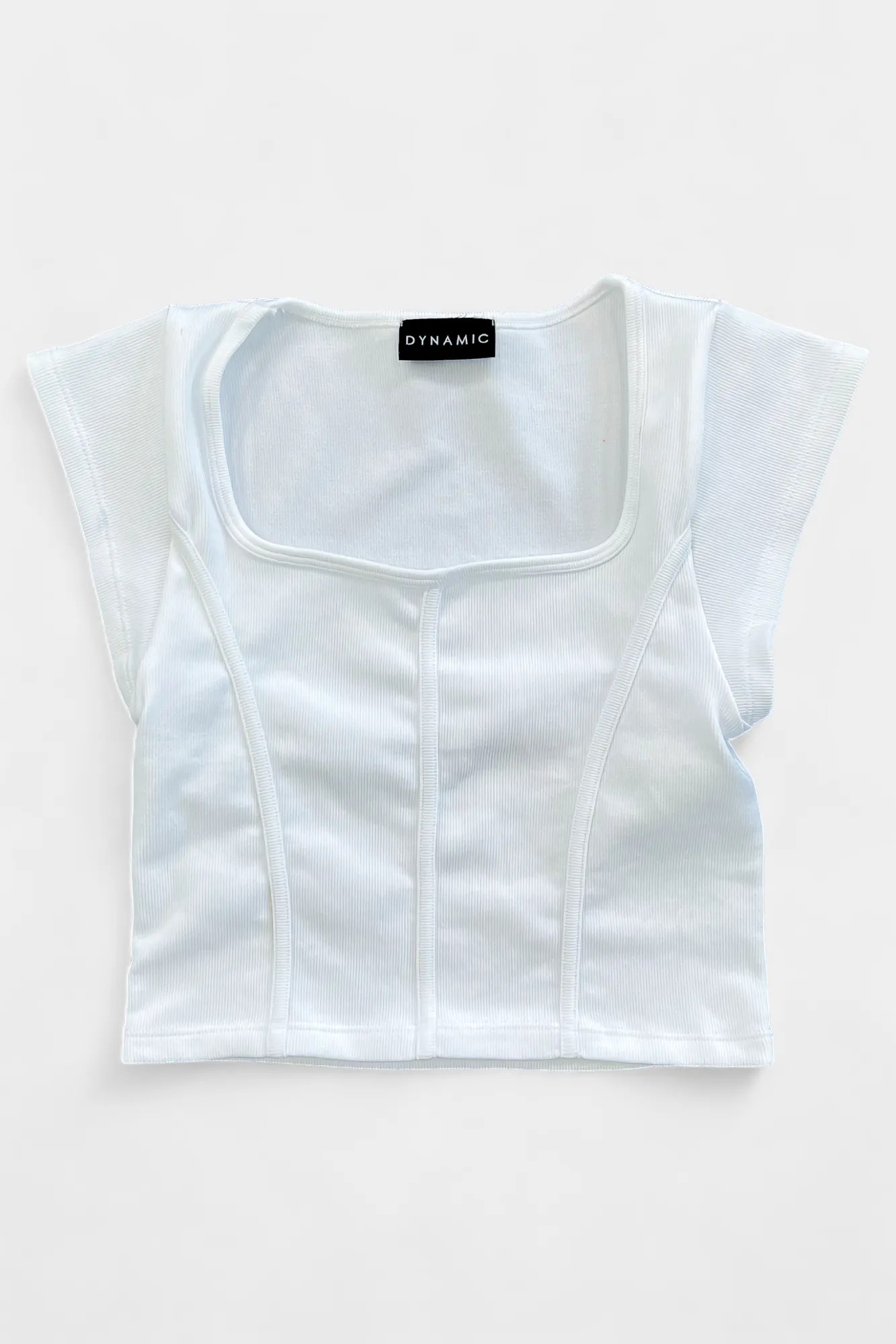 White Ribbed Short Sleeve Crop Top sold by ZZs product image thumbnail 2