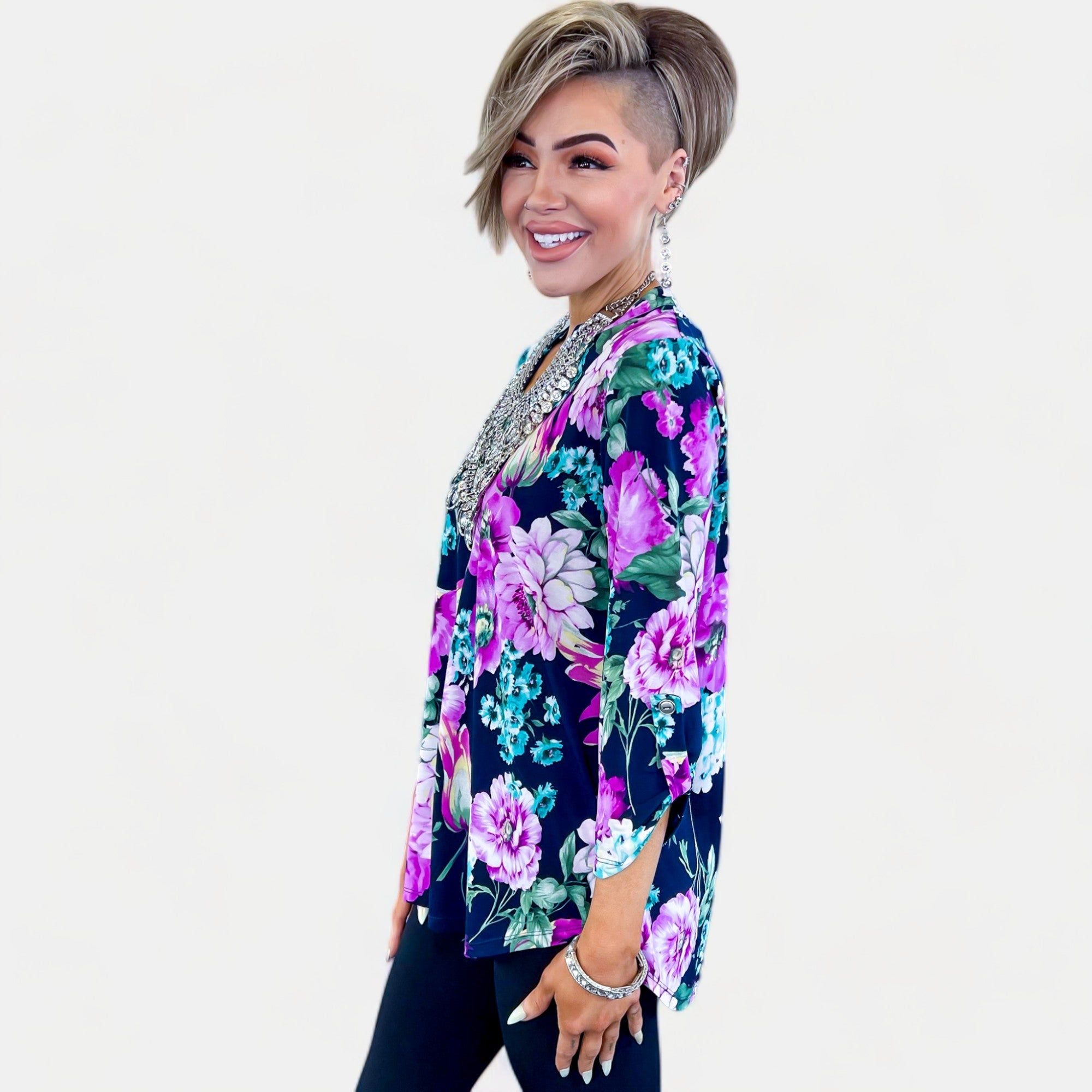 Navy Floral Lizzy Top sold by ZZs product image thumbnail 4