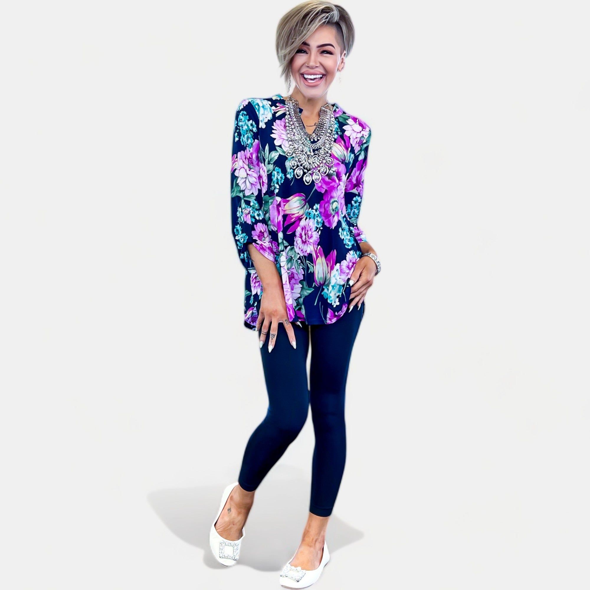 Navy Floral Lizzy Top sold by ZZs product image thumbnail 3