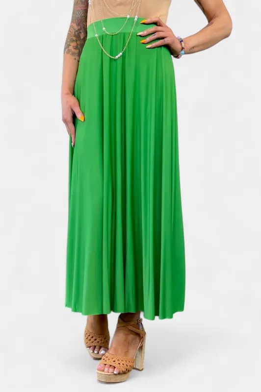 Green Pleated Maxi Skirt sold by ZZs