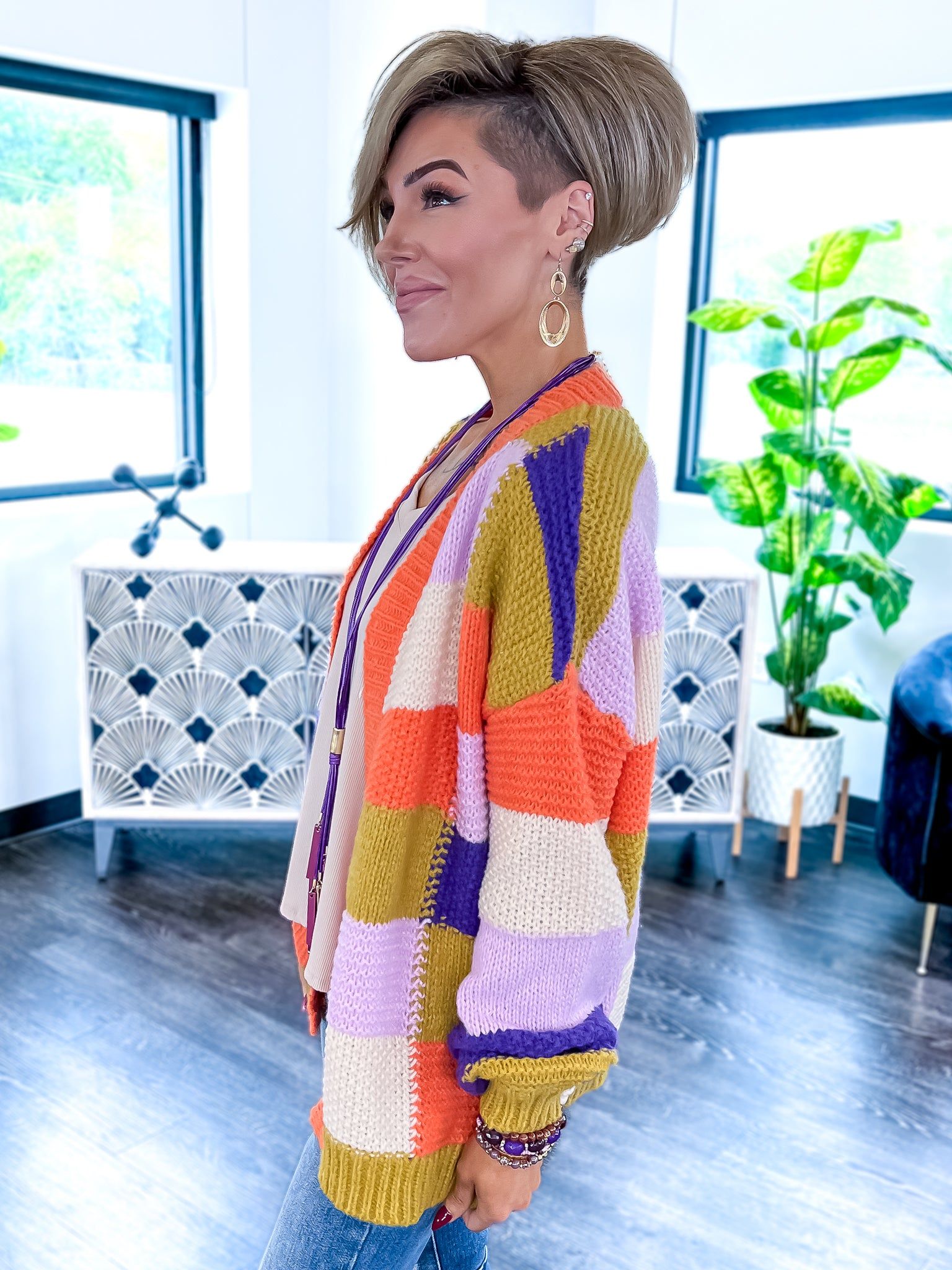 Checker Block Cardigan | Orange sold by ZZs product image thumbnail 3