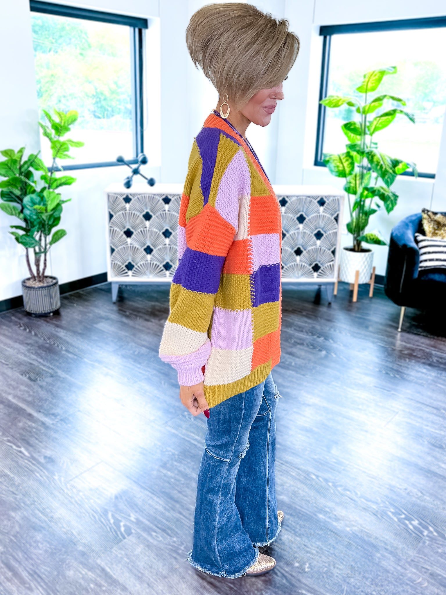 Checker Block Cardigan | Orange sold by ZZs product image thumbnail 5
