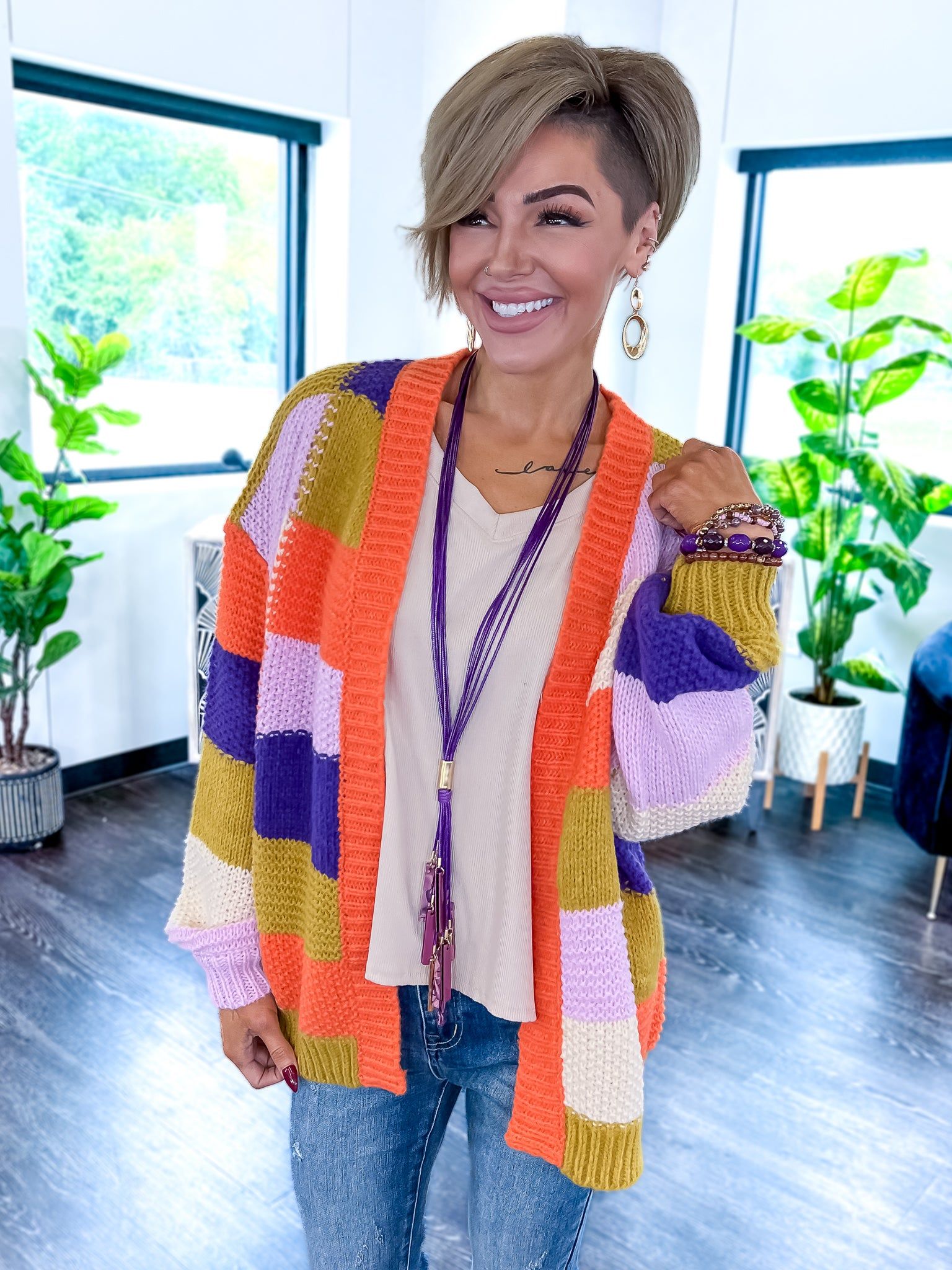 Checker Block Cardigan | Orange sold by ZZs product image thumbnail 6