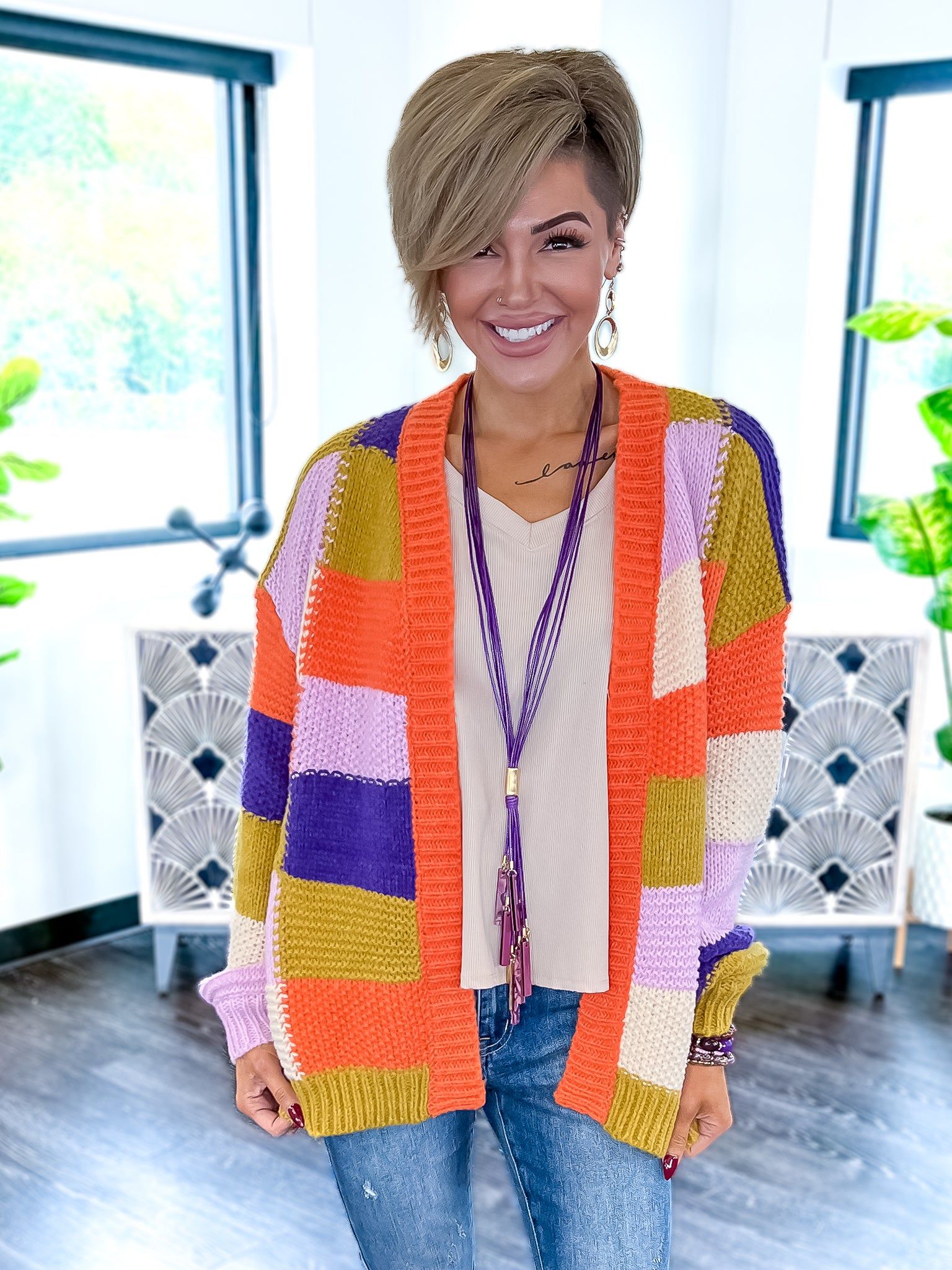 Checker Block Cardigan | Orange sold by ZZs product image thumbnail 7
