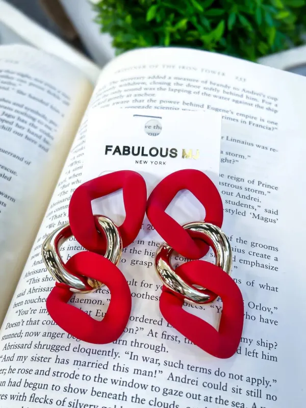 Colored Link Earrings | Red sold by ZZs