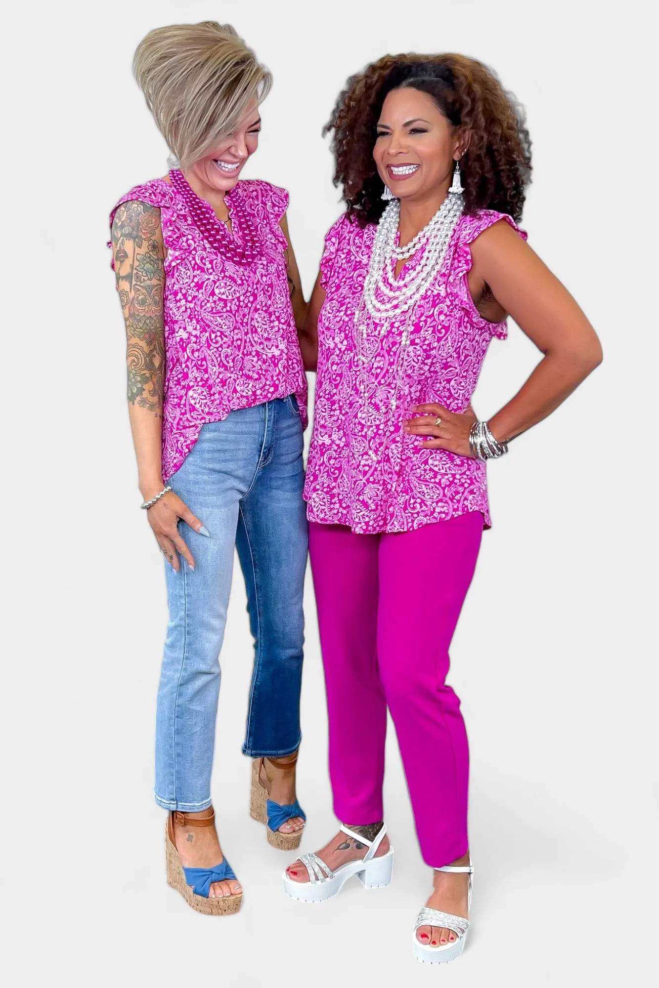 Magenta Paisley Lizzy Flutter Sleeve Top sold by ZZs product image thumbnail 5