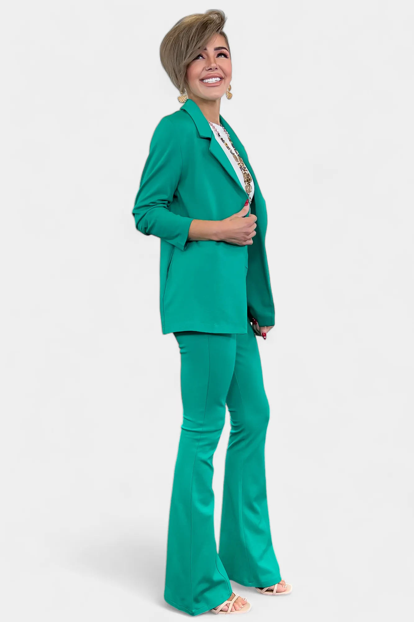 Green High Waisted Flare Pants sold by ZZs product image thumbnail 5