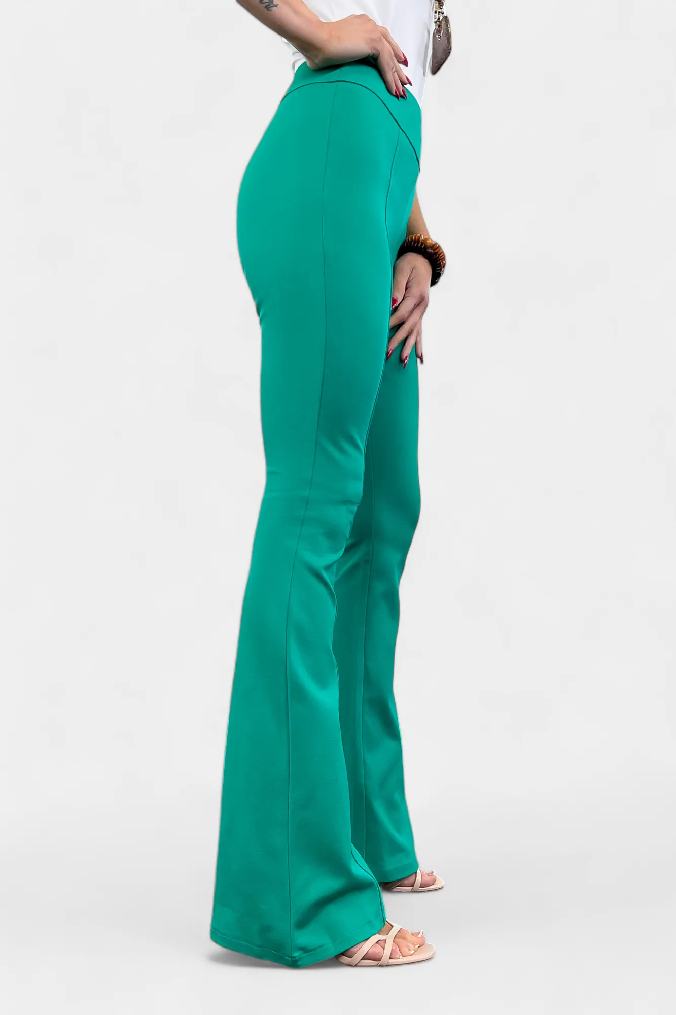 Green High Waisted Flare Pants sold by ZZs product image thumbnail 4