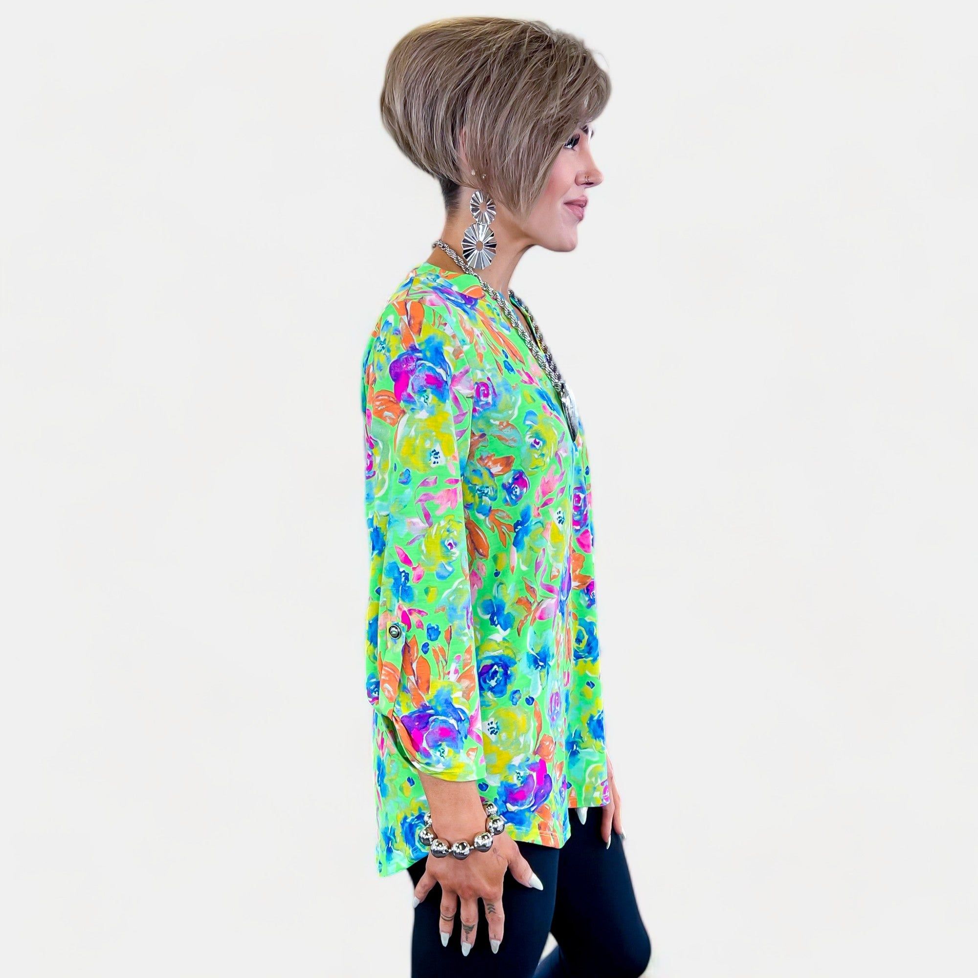 Green Multi Floral Abstract Lizzy Top sold by ZZs product image thumbnail 4