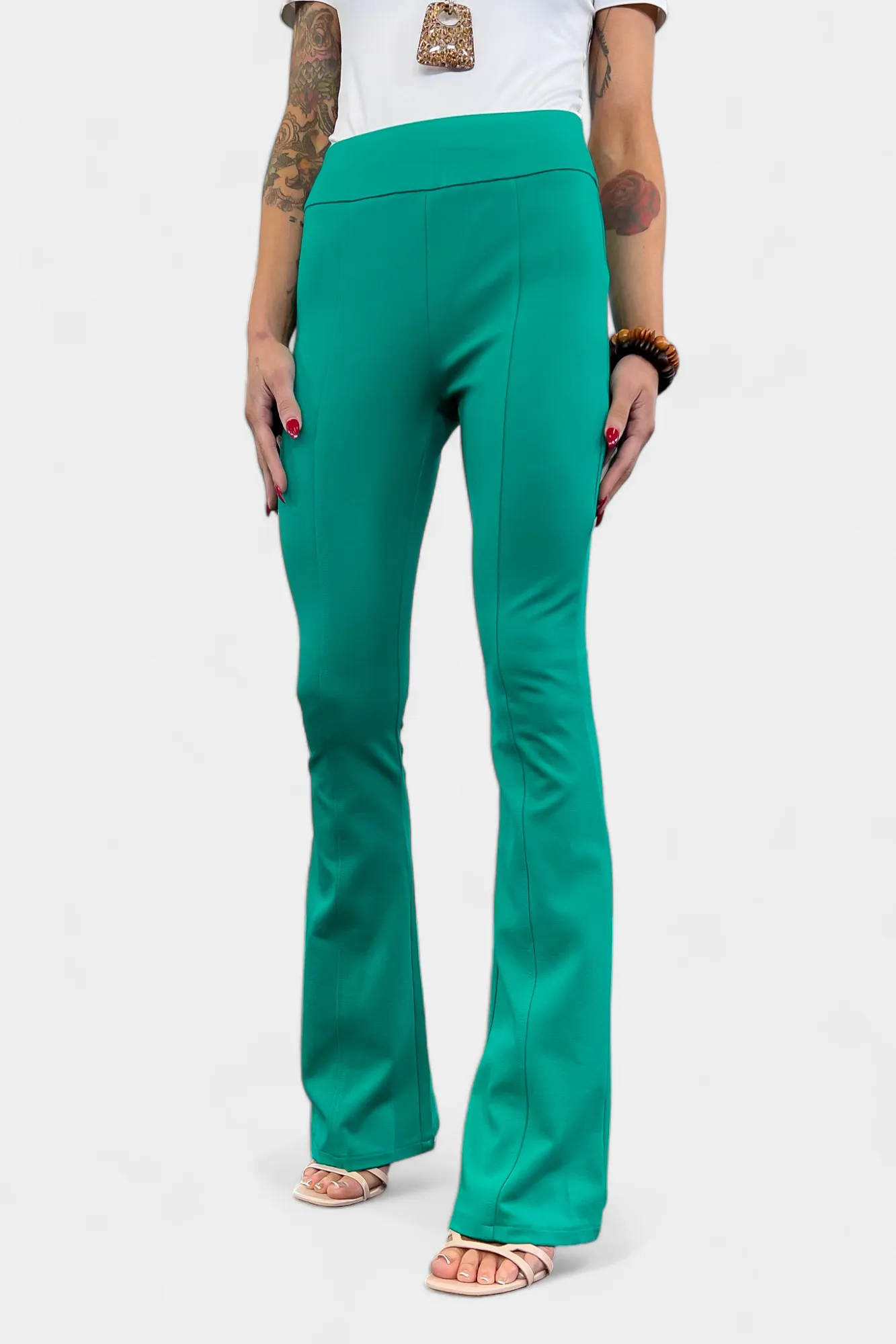 Green High Waisted Flare Pants sold by ZZs product image thumbnail 3