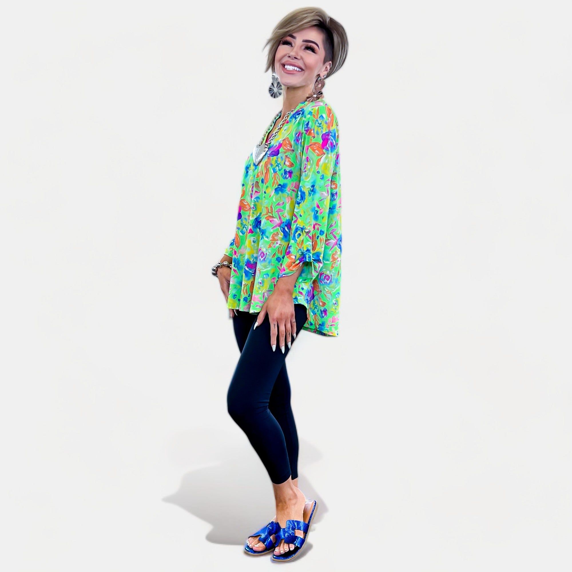 Green Multi Floral Abstract Lizzy Top sold by ZZs product image thumbnail 3