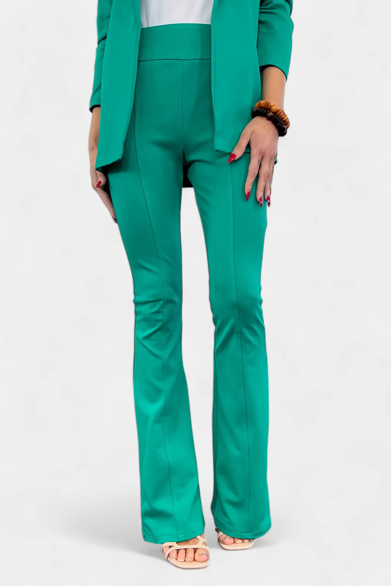Green High Waisted Flare Pants sold by ZZs