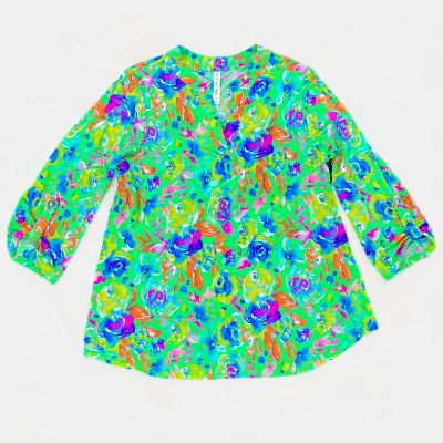 Green Multi Floral Abstract Lizzy Top sold by ZZs